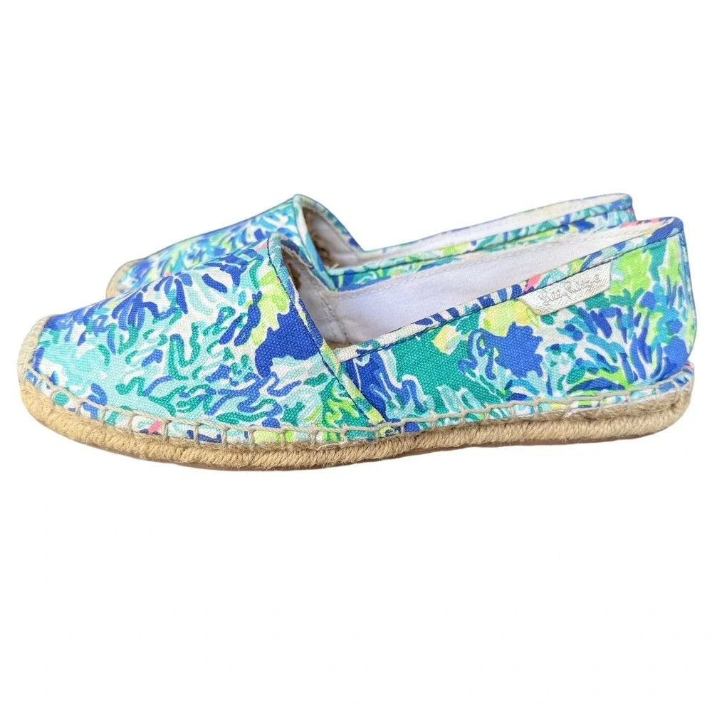 LILLY PULITZER Coastal Slip-on Espadrille Flat, Wade and Sea, Size 7